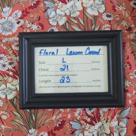 Lauren Conrad Floral Pink Sheer Long Sleeve Blouse Womens Large Ruffle Arm - Picture 8 of 12